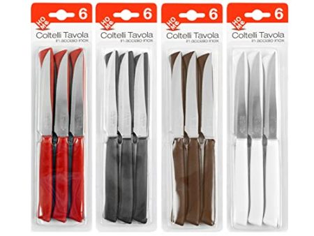 (1 Paquete Color Aleatorio) Juego de 6 Cuchillos para Carne HOME con Mango x1, 11 cm, Electrodomésticos de Cocina Embalaje Deteriorado Sale