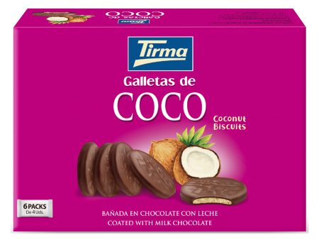 (Falta 1, Incluye 5) - Galletas de Coco Bañadas en Chocolate con Leche Tirma | Galletas Vegetarianas de Canarias | 200g Embalaje Deteriorado (Cad: 31 05 2025) For Cheap