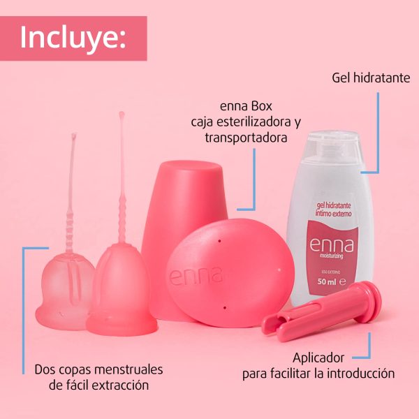 (Falta 1 copa) - Kit de Iniciación Enna Cycle con Copa Menstrual + Aplicador + Caja Esterilizadora + enna Moisturizing Embalaje Deteriorado For Cheap