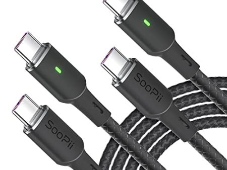 Cable USB C a USB C SOOPII 100W PD, 3.0m, Paquete de 2, con Indicador LED Inteligente para Dispositivos Tipo C Embalaje Deteriorado Sale