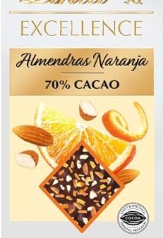 Lindt Chocolate EXCELLENCE PASSION NARANJA ALMENDRA - Chocolate Negro 70% con Naranja y Almendra, Tableta de Chocolate Puro, Aromático y Extrafino Embalaje Deteriorado (Cad: 31 08 2024) Online