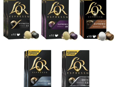 (1 Paquete Modelo Aleatorio) L OR Espresso Cápsula de Café Surtido | Intensidades 10 a 12 | Cápsulas Compatibles con Nespresso Embalaje Deteriorado Discount