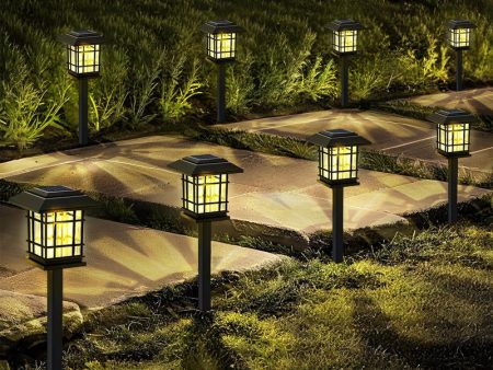 (Falta 1 unidad, incluye 7) IEEILULU Luces solares para jardín al aire libre, lámpara solar LED impermeable IP65, iluminación solar para jardín, encendido apagado automático para camino, césped, decoración de patio Embalaje Deteriorado For Discount