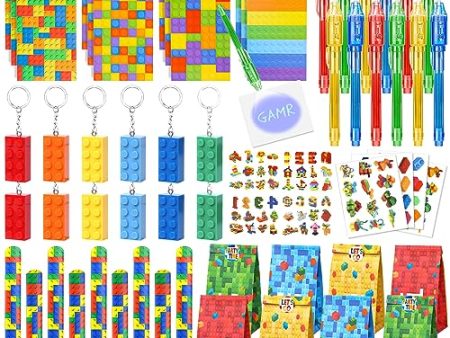 (Faltan los llaveros y las pulseras) - Bloques de Construcción para Fiesta Cumpleaños Bolígrafo Cuadernos Llaveros Pulsera Tatuaje Bolsas Bloques de Construcción Regalo para Niños de 3, 4, 5, 6, 7, 8 y 12 años Embalaje Deteriorado For Discount