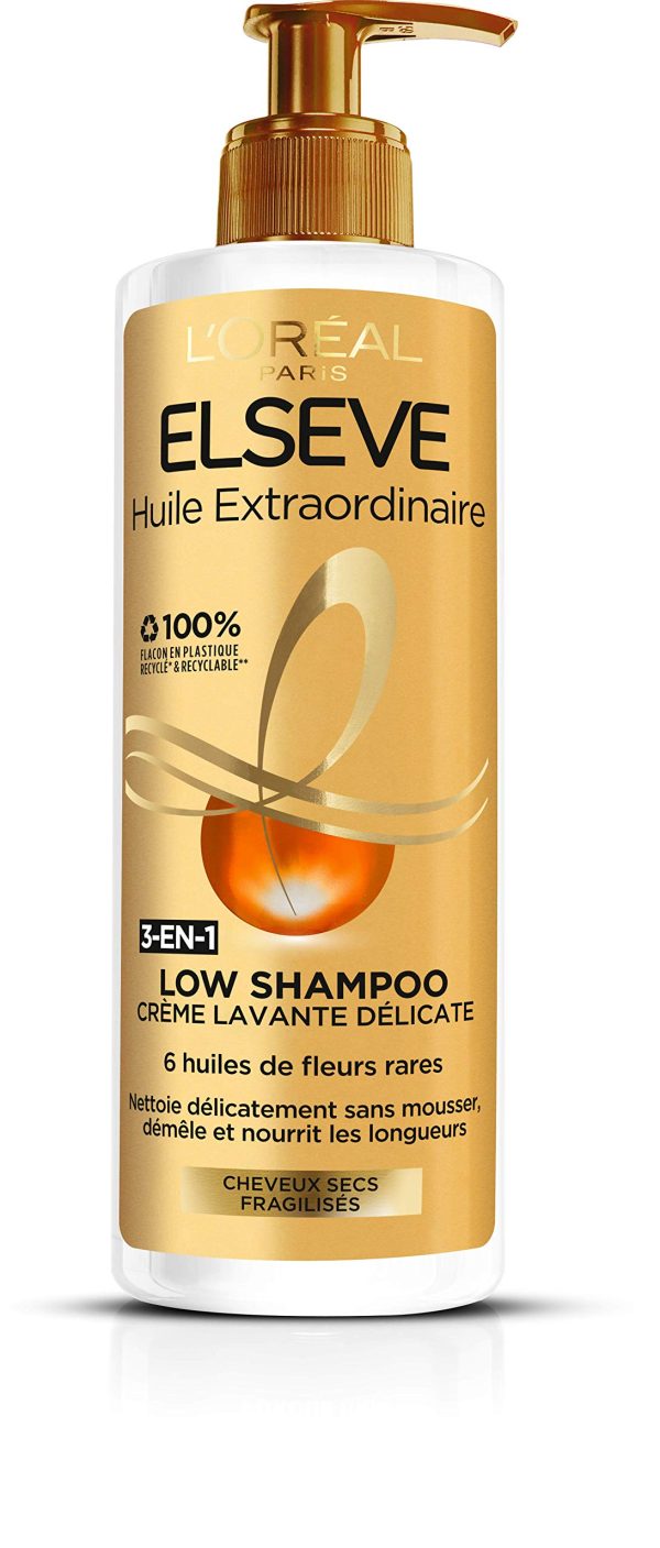 (Sin dosificador) - Champú L Oréal Paris Elsève Low Shampoo Crème Lavante Nutritive para Cabello Seco 400 ml Embalaje Deteriorado Online Sale