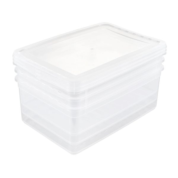 (Falta 1, Incluye 2) - Caja de almacenamiento transparente con tapa y sistema de cierre deslizante, 7 l, Cornelia Embalaje Deteriorado Supply