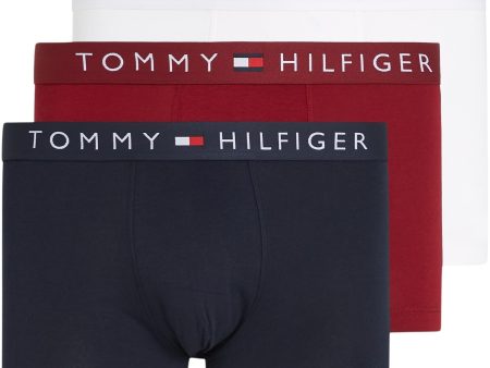 (Faltan rojo y negro, Incluye 1 Blanco) - Talla: M - 1 Bóxer Trunks Tommy Hilfiger para Hombre, Multicolor (White) Embalaje Deteriorado Hot on Sale