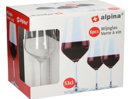 (Faltan 2, Incluye 4 copas) - Juego de copas de vino tinto Alpina - 53 cl Embalaje Deteriorado Online Sale