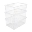 (Falta 1, Incluye 2) - Caja de almacenamiento transparente con tapa y sistema de cierre deslizante, 7 l, Cornelia Embalaje Deteriorado Supply