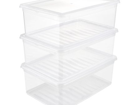 (Falta 1, Incluye 2) - Caja de almacenamiento transparente con tapa y sistema de cierre deslizante, 7 l, Cornelia Embalaje Deteriorado Supply