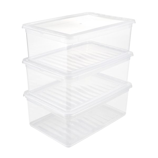 (Falta 1, Incluye 2) - Caja de almacenamiento transparente con tapa y sistema de cierre deslizante, 7 l, Cornelia Embalaje Deteriorado Supply