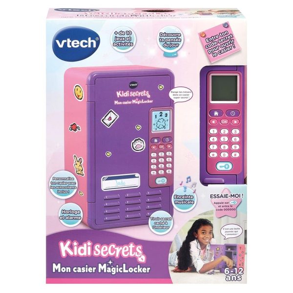 (Idioma Francés) VTech – KidiSecrets, Mi casillero MagicLocker Rosa y púrpura, Caja Fuerte Secreta con código, Caja de Tesoros Personalizable, Juegos, Despertador, para niños de 6 a 12 años Embalaje Deteriorado Online now