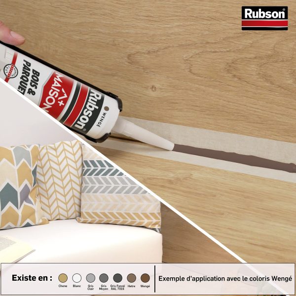 (Sin aplicador) Rubson Home — Sellador para madera de haya y parquet, sellador acrílico multiusos para todos los sustratos de madera y mampostería, juntas interiores, 280 ml Online now