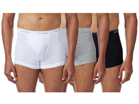 (Falta el negro, Incluye 2 - Blanco y Gris) - Pack de 2 Bóxers Trunks 100 % Algodón para Hombre Calvin Klein, Multicolor L Embalaje Deteriorado Online Sale