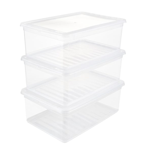 (Falta 1, Incluye 2) - Caja de almacenamiento transparente con tapa y sistema de cierre deslizante, 7 l, Cornelia Embalaje Deteriorado Supply