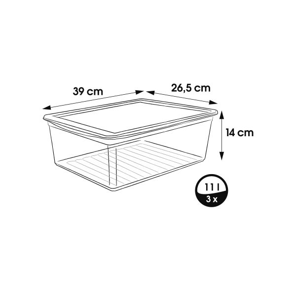 (Falta 1, Incluye 2) - Caja de almacenamiento transparente con tapa y sistema de cierre deslizante, 7 l, Cornelia Embalaje Deteriorado Supply